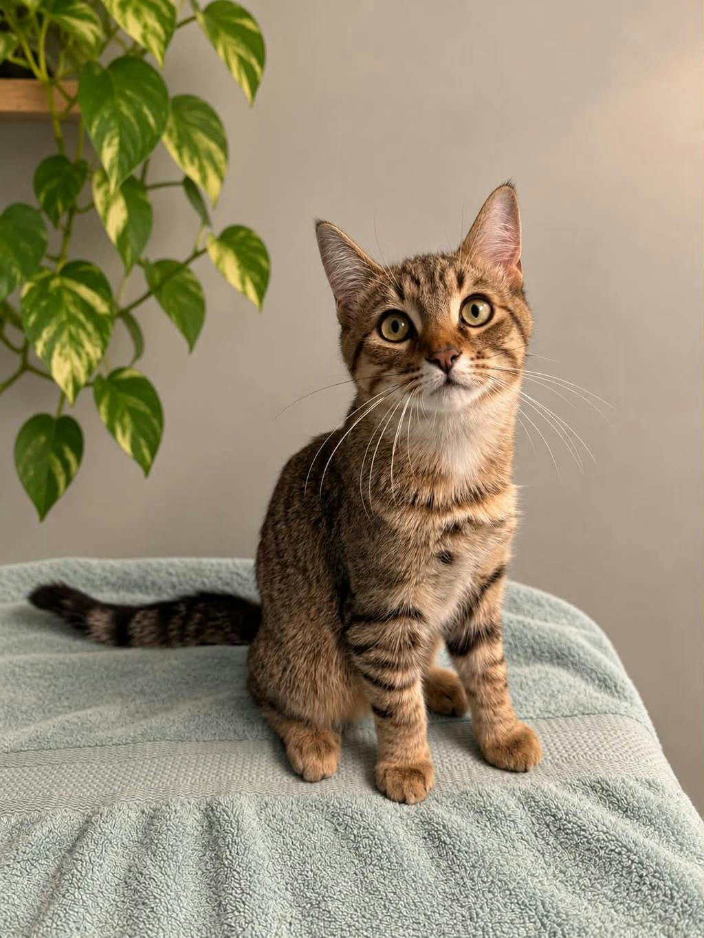 Ron, a 4 months old Brown Tabby Male Domestic Short Hair Kitten