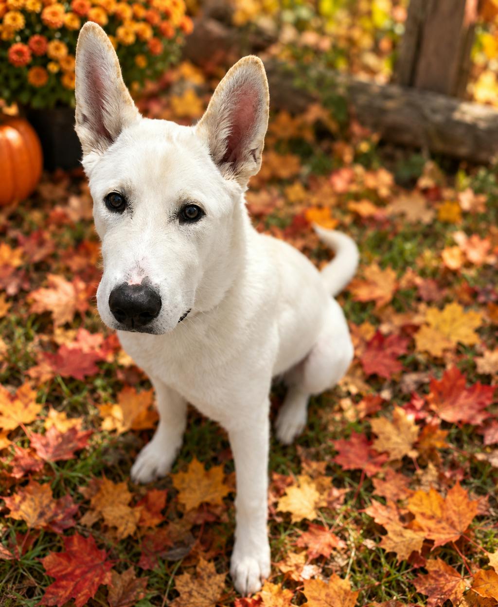 Jax, a 1 year old White Male German Shepherd Dog