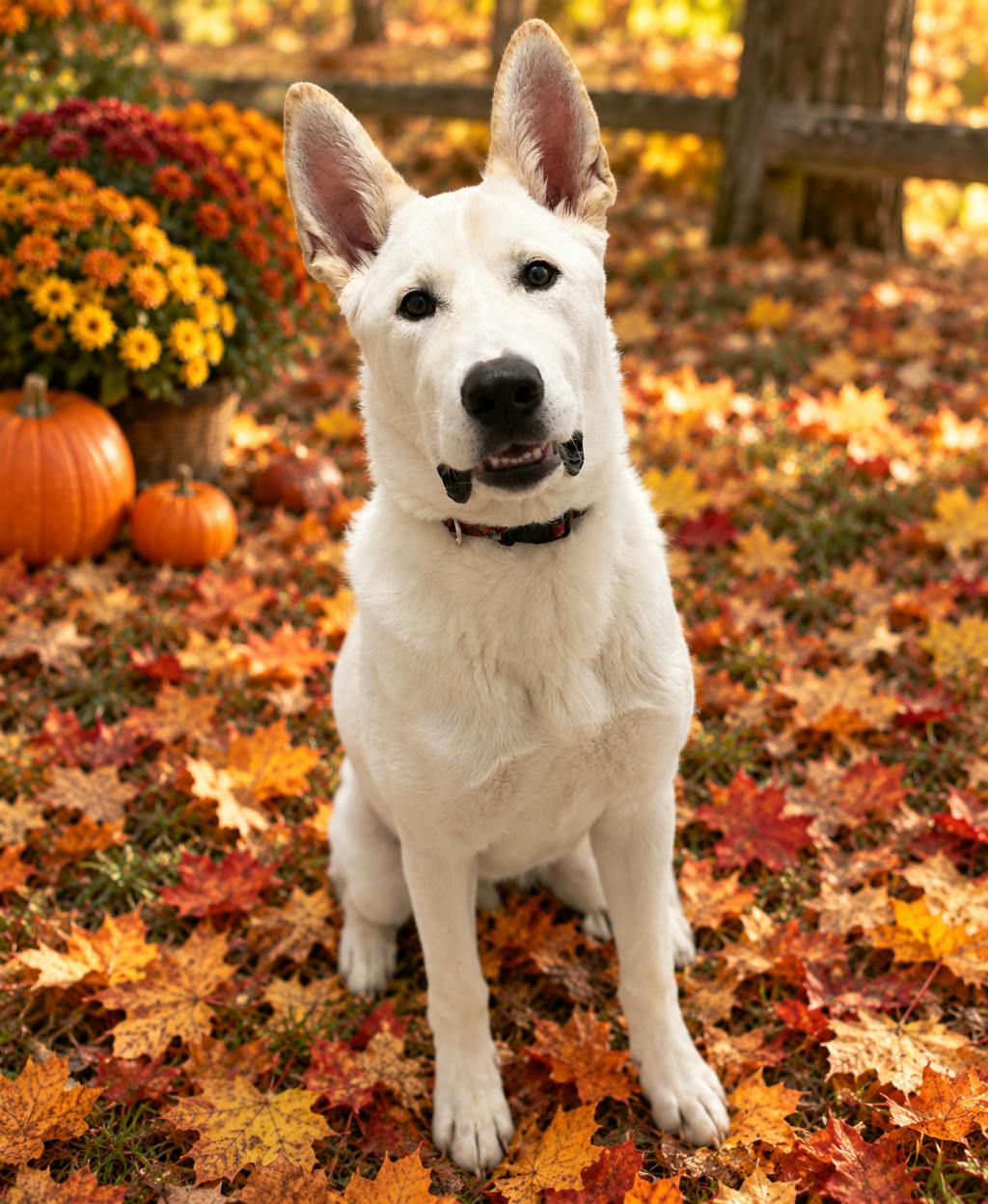 Jax, a 1 year old White Male German Shepherd Dog
